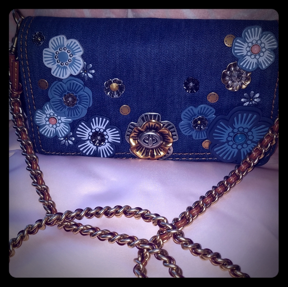 Coach Denim Tea Rose Dinky